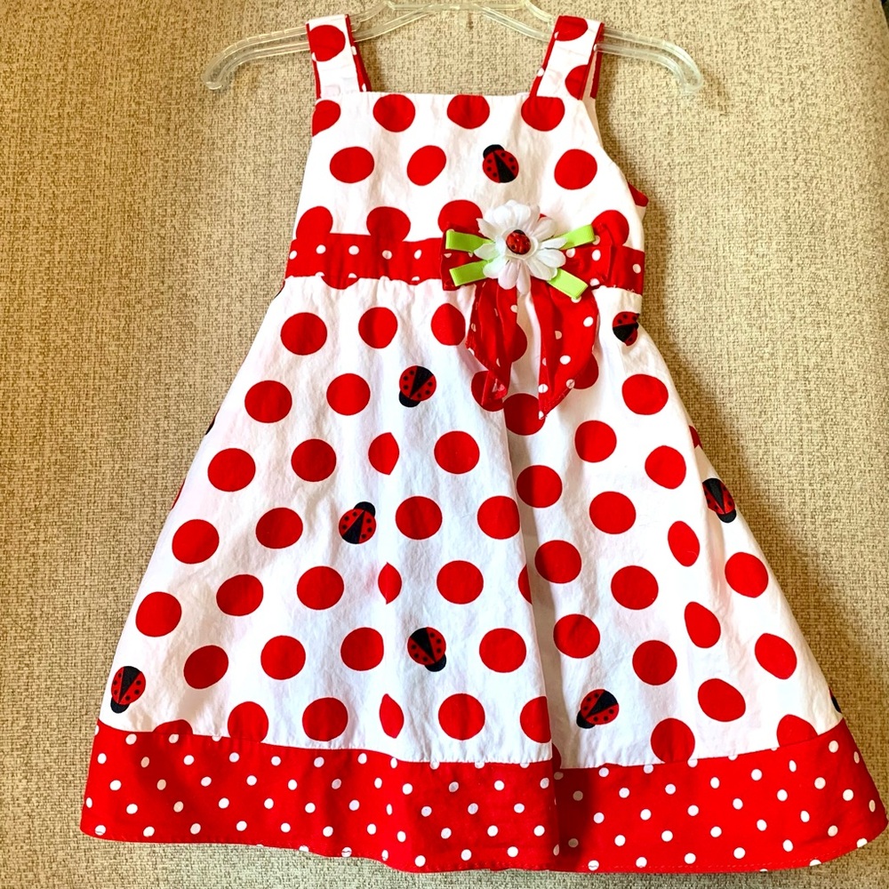 Sophie Rose 24 M, kids 100% cotton polka dot/ ladybug  dress
